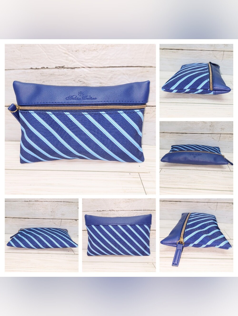 United Airlines Brooks Bros 1stclass Blue Zip Full Ammenity Travel Pouch/Kit New View 3